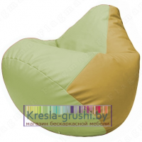 Бескаркасное кресло мешок Груша Г2.3-0408 (светло-салатовый, охра)
